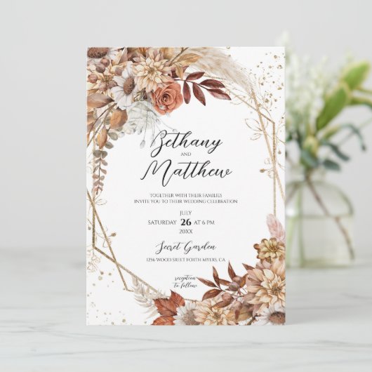 Herfst herfst huwelijksuitnodiging kaart (Staand voorkant)