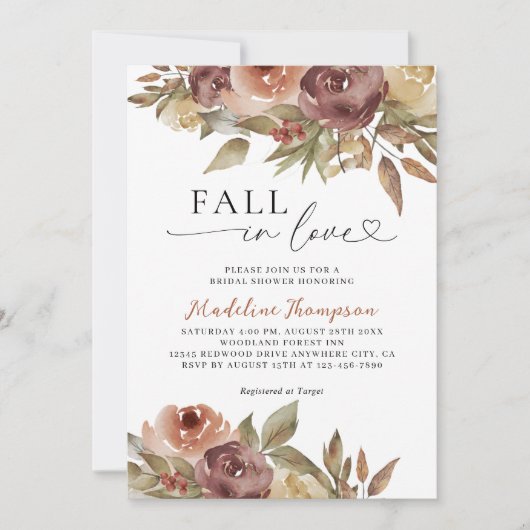 Herfst Herfst in Liefde Hart Script Vrijgezellenfe Kaart (Voorkant)