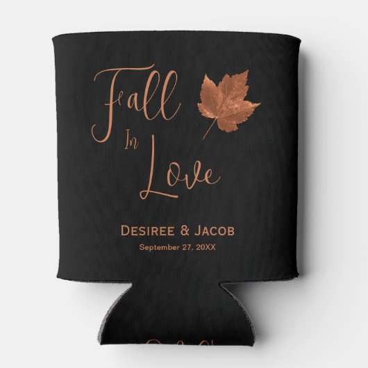 herfst Herfst in liefde rustiek koper zwart esdoor Blikjeskoeler (Achterkant)