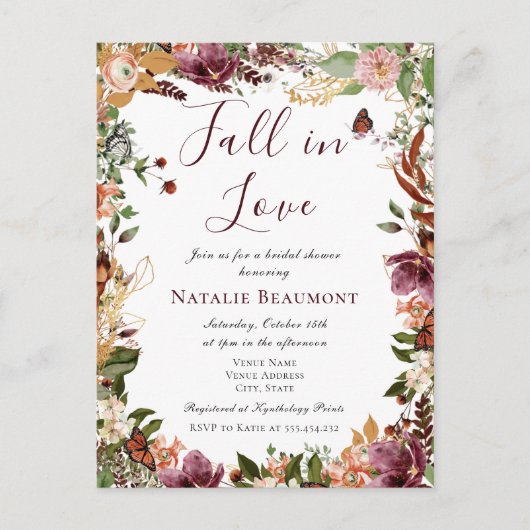 Herfst Herfst In Liefde Vrijgezellenfeest Uitnodiging Briefkaart (Voorkant)