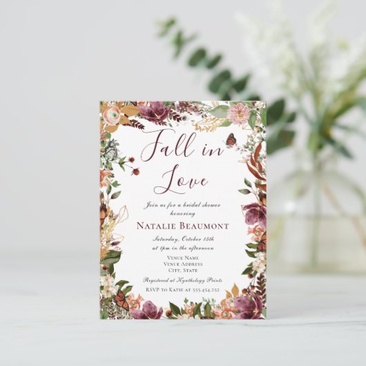 Herfst Herfst In Liefde Vrijgezellenfeest Uitnodiging Briefkaart (Staand voorkant)