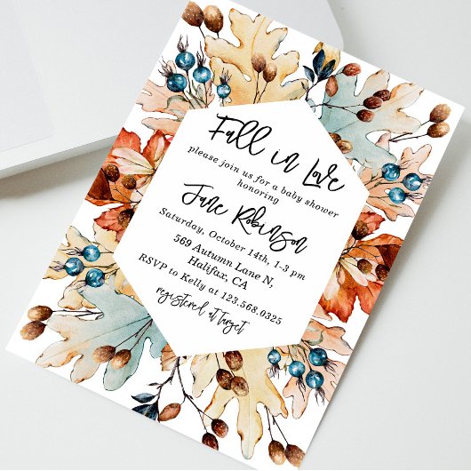 Herfst Herfst in Love Foliage Berries Baby shower Kaart