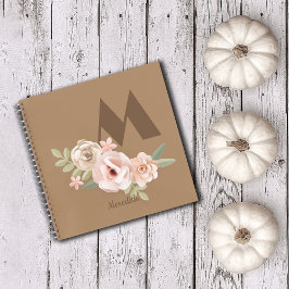 Herfst Herfst Initiaal Vintage Bloemen Aangepaste  Notitieboek