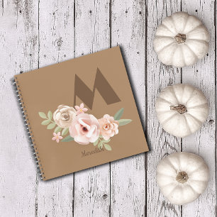 Herfst Herfst Initiaal Vintage Bloemen Aangepaste Notitieboek