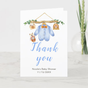 Herfst Herfst Kleding Line Boy Baby shower Bedankkaart