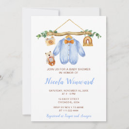 Herfst Herfst Kleding Line Boy Baby shower Kaart