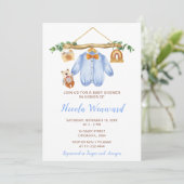 Herfst Herfst Kleding Line Boy Baby shower Kaart (Staand voorkant)