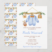 Herfst Herfst Kleding Line Boy Baby shower Kaart (Voorkant / Achterkant)