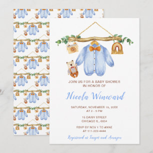 Herfst Herfst Kleding Line Boy Baby shower Kaart