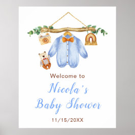 Herfst Herfst Kleding Line Boy Baby shower Welkom Poster