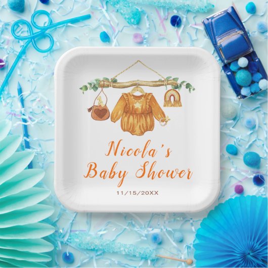 Herfst Herfst Kleding Line Meisje Baby shower Papieren Bordje (Feest)