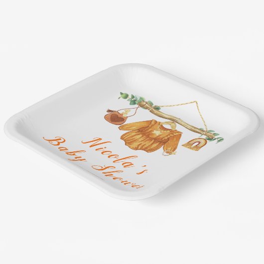 Herfst Herfst Kleding Line Meisje Baby shower Papieren Bordje (Gebogen)