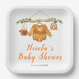 Herfst Herfst Kleding Line Meisje Baby shower Papieren Bordje