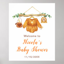 Herfst Herfst Kleding Line Meisje Baby shower Welk Poster