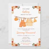 Herfst Herfst Kleding Line Twins Baby shower Kaart (Voorkant)