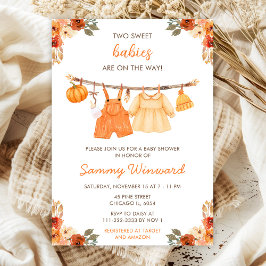 Herfst Herfst Kleding Line Twins Baby shower Kaart