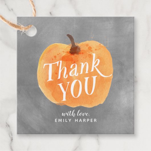 Herfst herfst kleine pompoen 2-zijdig dank u krijt bedankjes labels (Voorkant)
