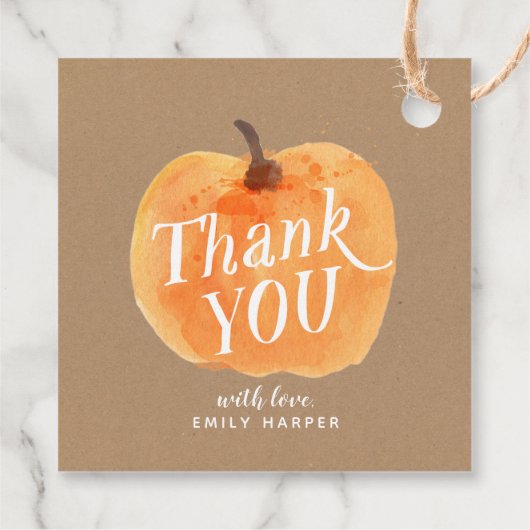 Herfst herfst kleine pompoen 2-zijdig dank u rusti bedankjes labels (Achterkant)