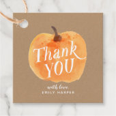 Herfst herfst kleine pompoen 2-zijdig dank u rusti bedankjes labels (Voorkant)