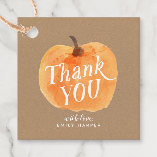 Herfst herfst kleine pompoen 2-zijdig dank u rusti bedankjes labels (Voorkant)