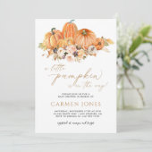 herfst Herfst kleine pompoen Baby shower uitnodigi Kaart (Staand voorkant)