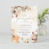 Herfst herfst kleine pompoen Baby shower uitnodigi Kaart (Staand voorkant)