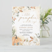 Herfst herfst kleine pompoen Baby shower uitnodigi Kaart (Staand voorkant)