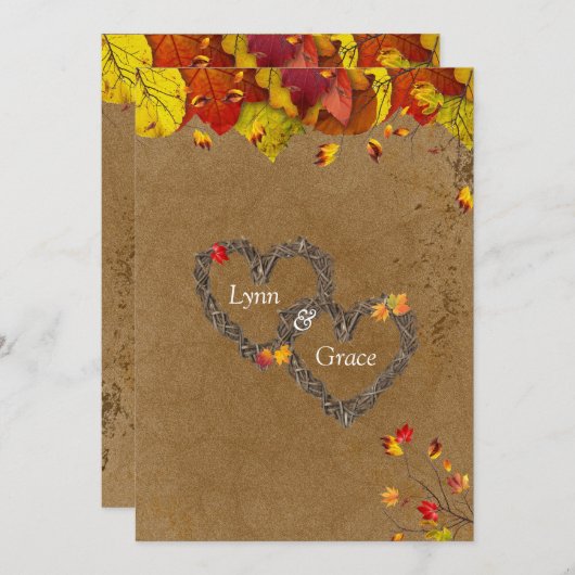 herfst Herfst kleur bladeren takje harten Kaart (Voorkant / Achterkant)