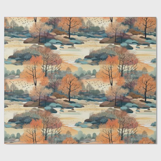 Herfst Herfst Kleurrijke Bomen No3 Cadeaupapier (Vlak)