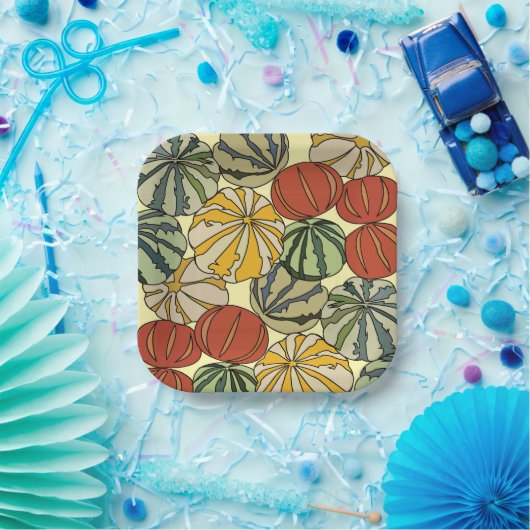 Herfst Herfst Kleurrijke Pompoenen Partij Papieren Bordje (Feest)