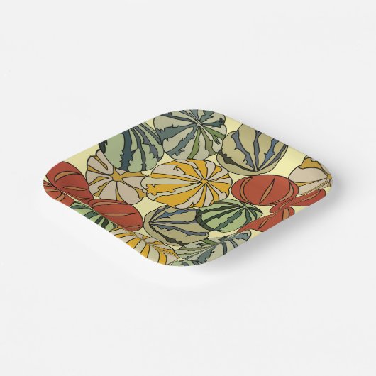 Herfst Herfst Kleurrijke Pompoenen Partij Papieren Bordje (Gebogen)