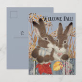Herfst herfst konijnenkonijn verlaat grillig schil feestdagenkaart (Voorkant / Achterkant)