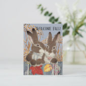 Herfst herfst konijnenkonijn verlaat grillig schil feestdagenkaart (Staand voorkant)