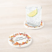 Herfst Herfst Krans Happy Thanksgiving Zandsteen Onderzetter (Zijkant)