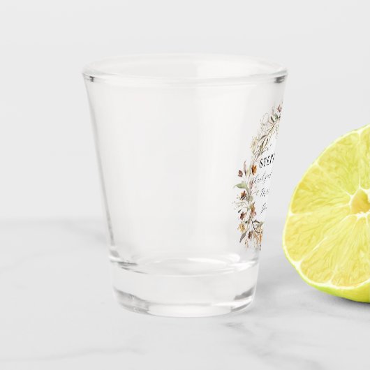 Herfst herfst krans Maid of Honor Floral bruiloft Shot Glas (Links)