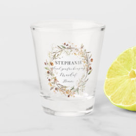 Herfst herfst krans Maid of Honor Floral bruiloft Shot Glas