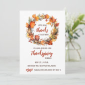 Herfst Herfst krans Thanksgiving Diner Kaart (Staand voorkant)