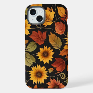 Herfst herfst laat bloemblaadjes bloemenverbrand s iPhone 15 plus case