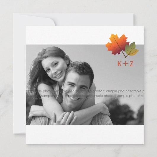 Herfst herfst laat bomen bruiloft opslaan van de d save the date (Achterkant)