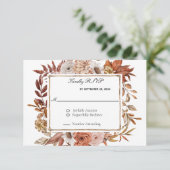 Herfst herfst laat Floral-formale legante bruiloft RSVP Kaartje (Staand voorkant)