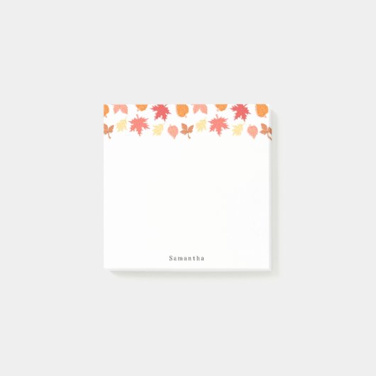 Herfst herfst laat gepersonaliseerde naam post-it® notes (Voorkant)
