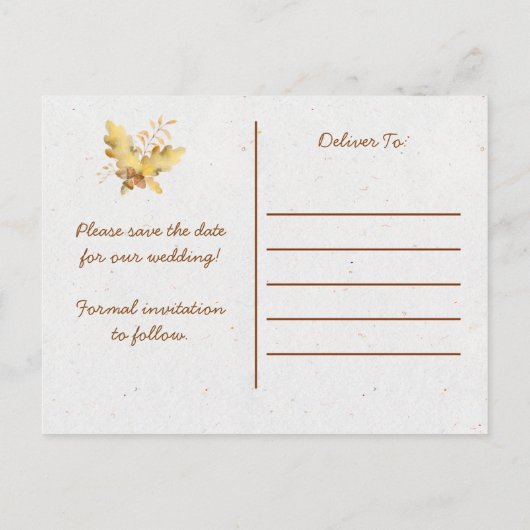 Herfst Herfst laat Library Kaart de datum opslaan (Achterkant)