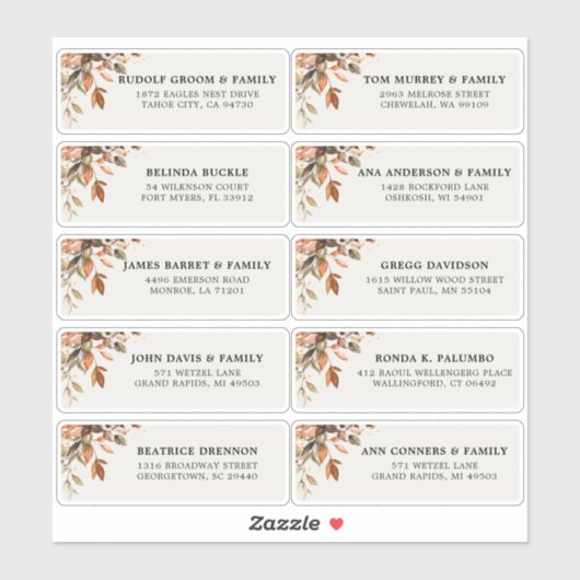 Herfst herfst laat roest landgastadres verlaten sticker (Vel)