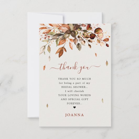 Herfst herfst laat roestrijk Vrijgezellenfeest Bedankkaart (Voorkant)