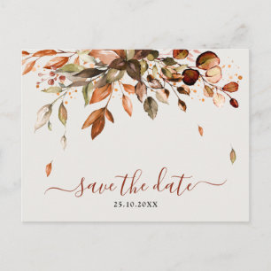Herfst herfst laat roestvast land sparen de datum briefkaart