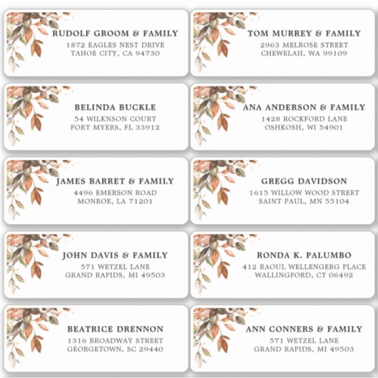 Herfst herfst laat roestvast landgastadres sticker (Voorkant)