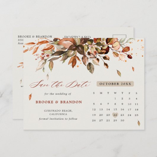 Herfst herfst laat rustiek land opslaan de datum briefkaart (Voorkant / Achterkant)