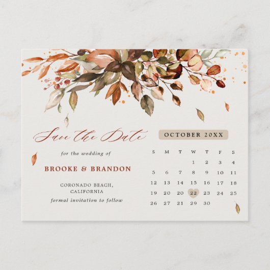 Herfst herfst laat rustiek land opslaan de datum briefkaart (Voorkant)