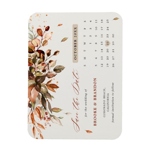 Herfst herfst laat rustiek land opslaan de datum magneet (Verticaal)