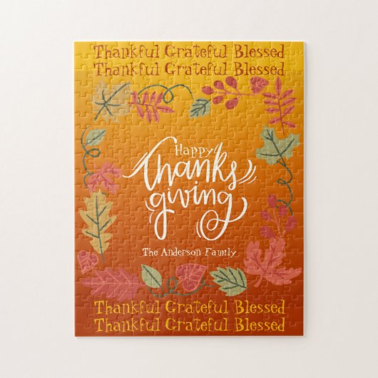 Herfst Herfst laat Schattigee familie blij Thanksg Legpuzzel (Verticaal)